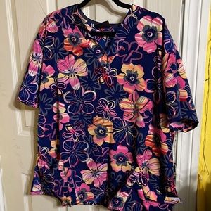 Flowery scrub top